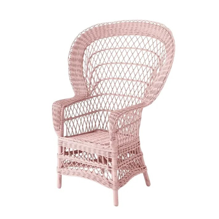 Fauteuil en osier laqué Eventail