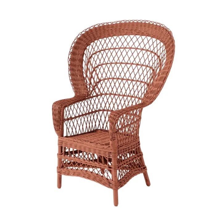 Fauteuil en osier laqué Eventail