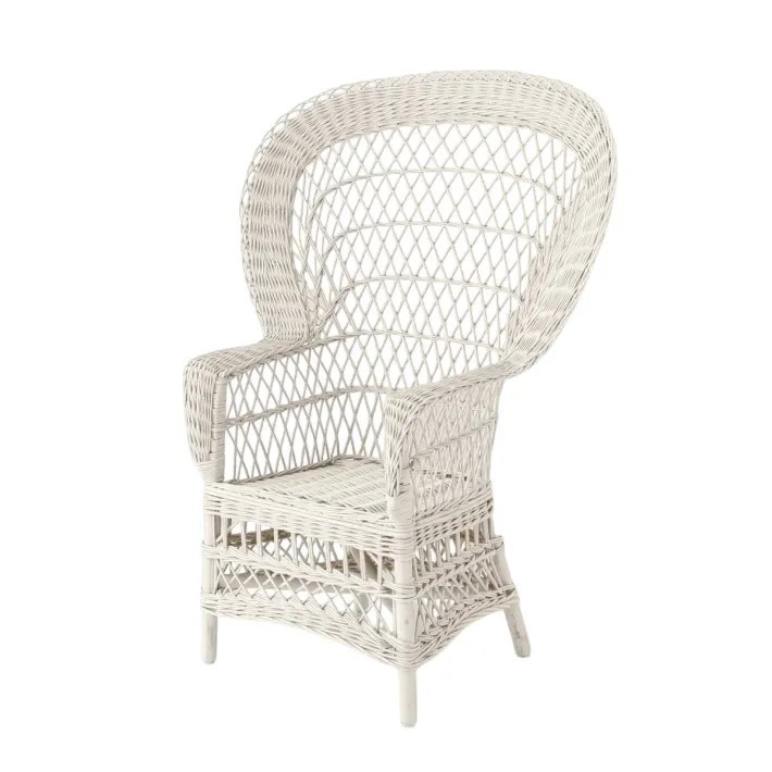 Fauteuil en osier laqué Eventail