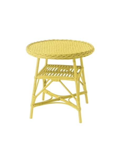Mélina lacquered wicker table with woven top