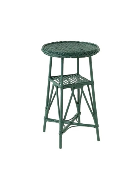 Mélina lacquered wicker pedestal table with woven top