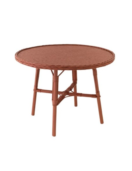 Table de repas diamètre 100 cm en osier laqué Mélanie