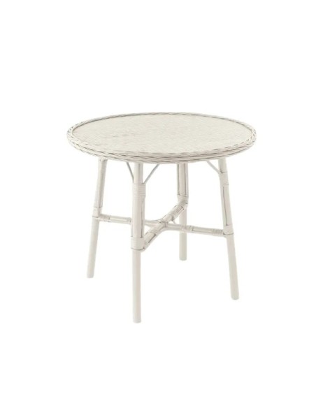 Mélina lacquered wicker table with woven top