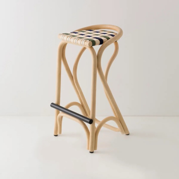 rattan bar stool VIRAGE with mutiple choice of strap pattern