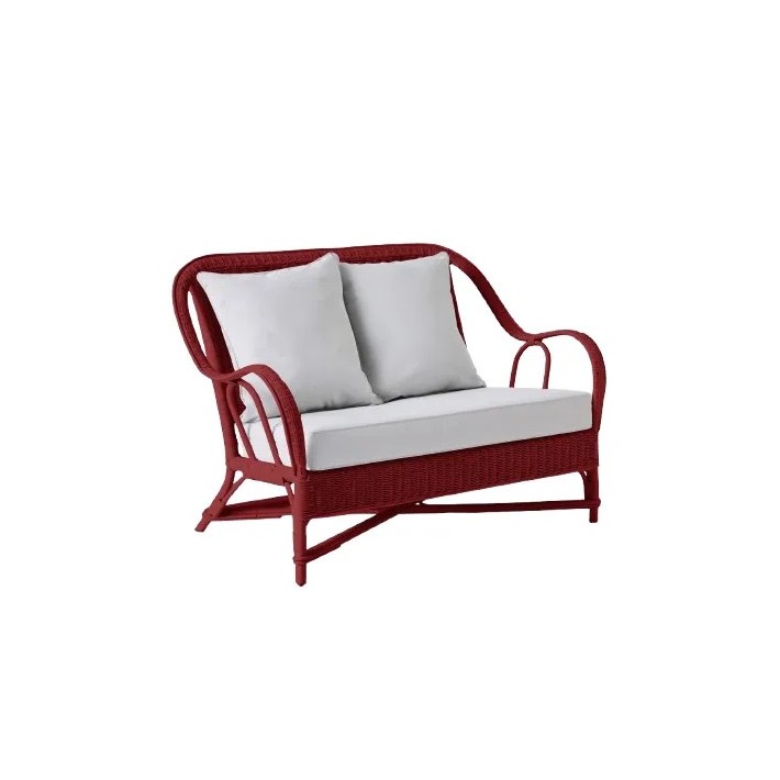 Primavera-coloured lacquered rattan sofa with cushions