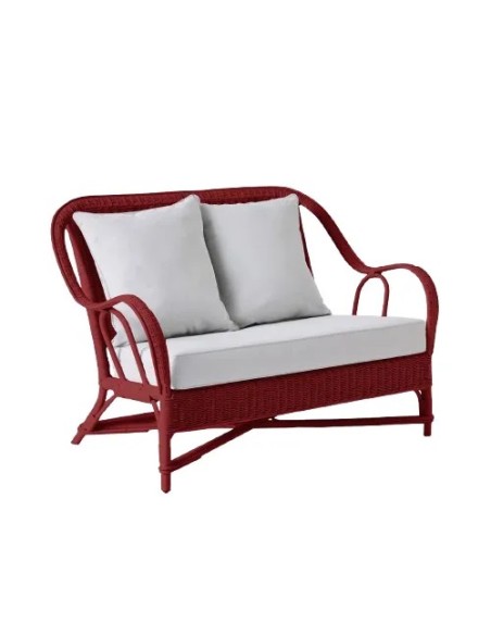 Primavera-coloured lacquered rattan sofa with cushions