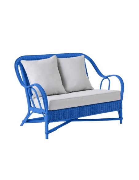 Primavera-coloured lacquered rattan sofa with cushions