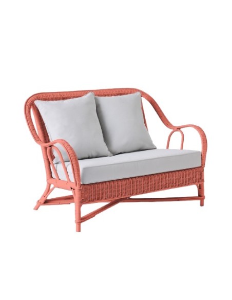 Primavera-coloured lacquered rattan sofa with cushions
