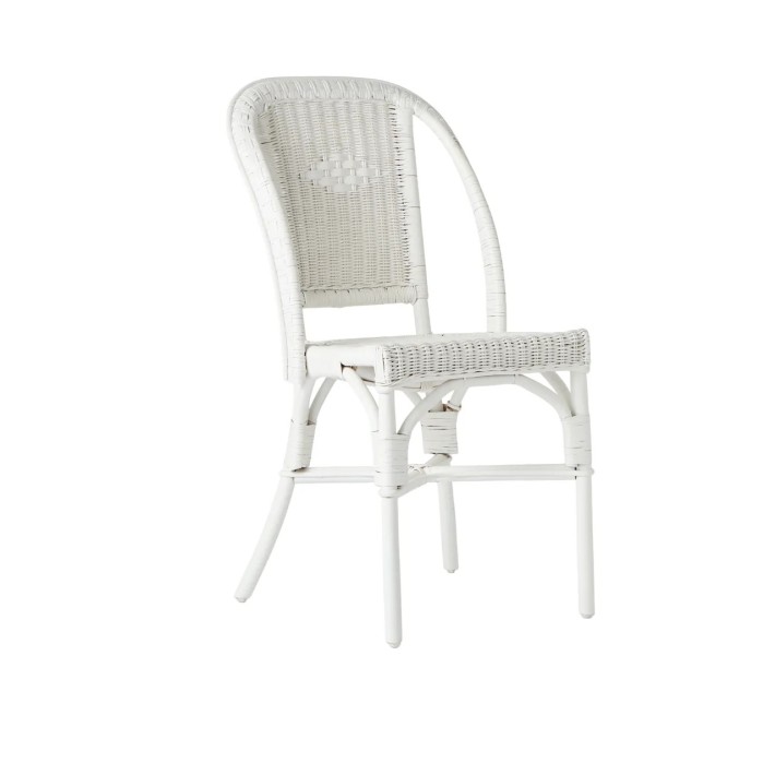 Chaise rotin tressé laqué blanc Primavera