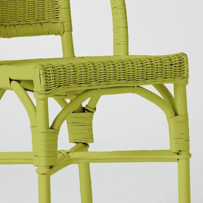 Primavera-coloured lacquered woven rattan chair