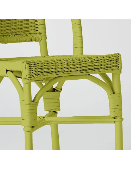 Primavera-coloured lacquered woven rattan chair