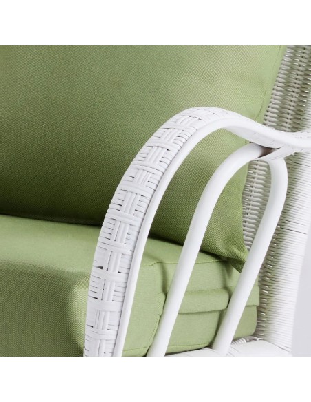 Primavera white lacquered rattan sofa with cushions