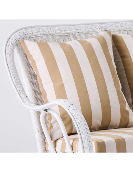 Primavera white lacquered rattan sofa with cushions