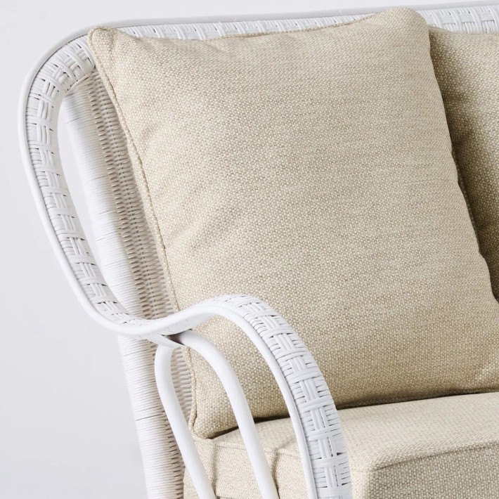 Primavera white lacquered rattan sofa with cushions