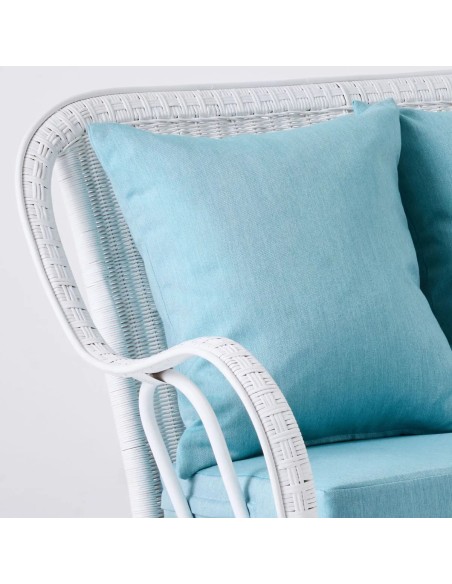 Primavera white lacquered rattan sofa with cushions