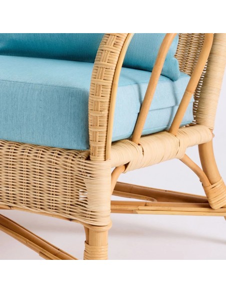 Canapé en rotin naturel Nantucket esprit grand père avec coussins