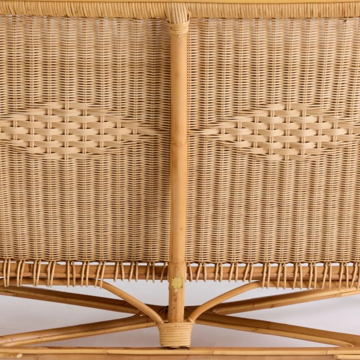 Canapé en rotin naturel Nantucket esprit grand père avec coussins
