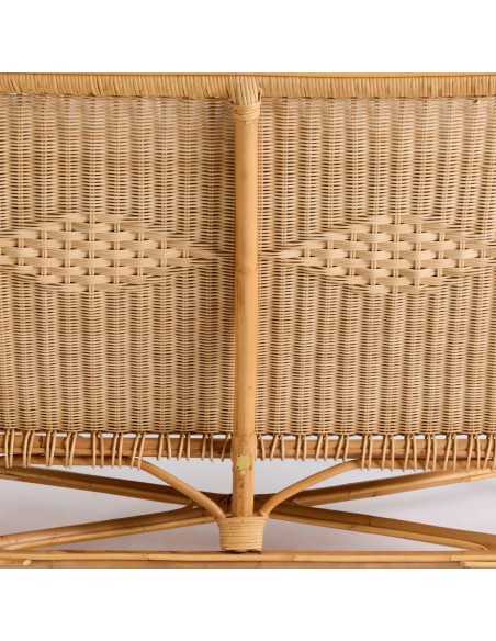 Canapé en rotin naturel Nantucket esprit grand père avec coussins