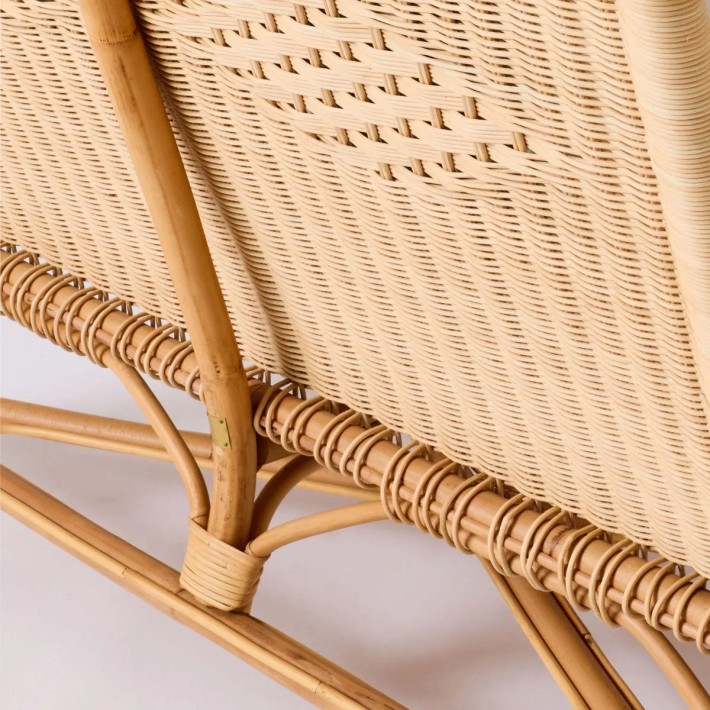 Canapé en rotin naturel Nantucket esprit grand père avec coussins