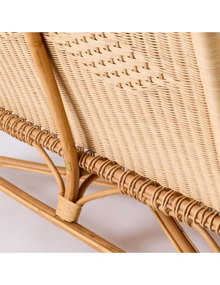 Canapé en rotin naturel Nantucket esprit grand père avec coussins