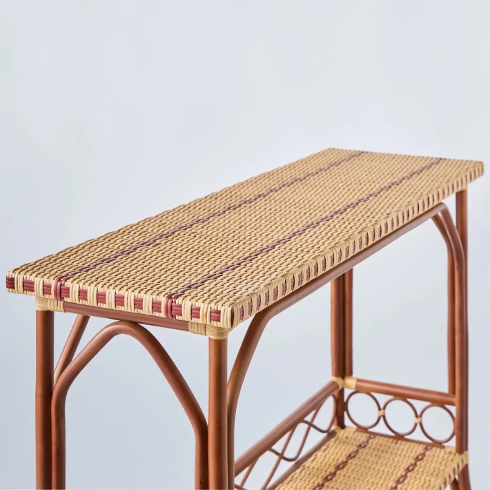 Détail plateau en rotin tressé console collection BAGATELLE
