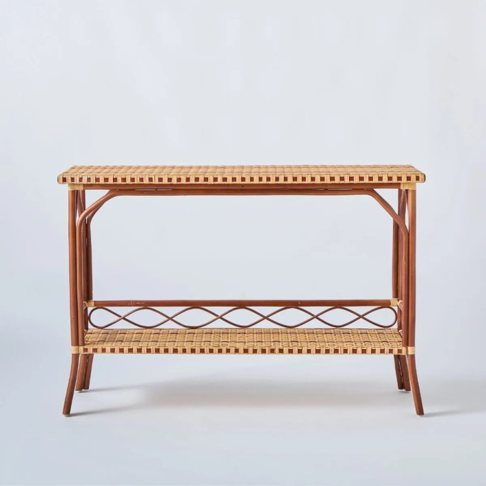Front view of the BAGATELLE rattan side table