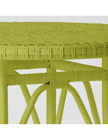 Primavera-coloured lacquered woven rattan table