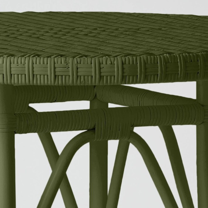 Primavera-coloured lacquered woven rattan table
