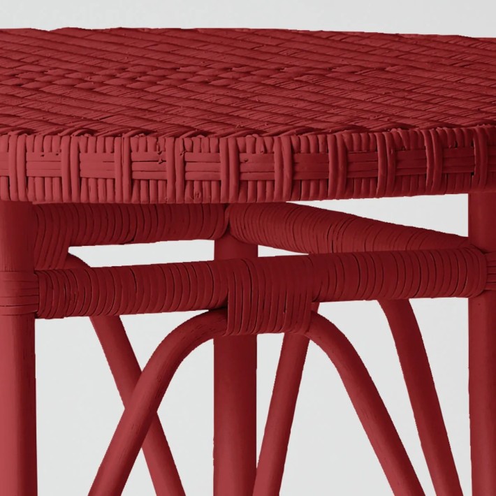Primavera-coloured lacquered woven rattan table