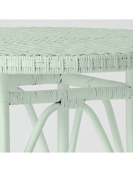 Primavera-coloured lacquered woven rattan table