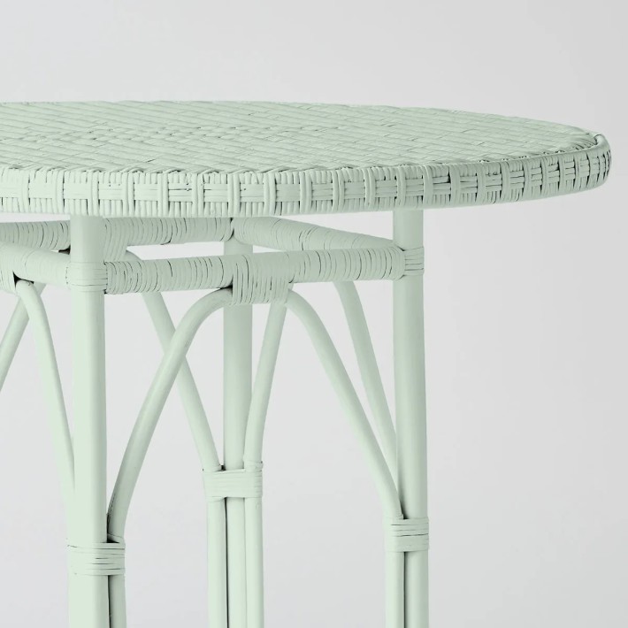 Primavera-coloured lacquered woven rattan table