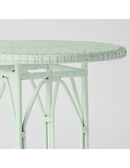 Primavera-coloured lacquered woven rattan table