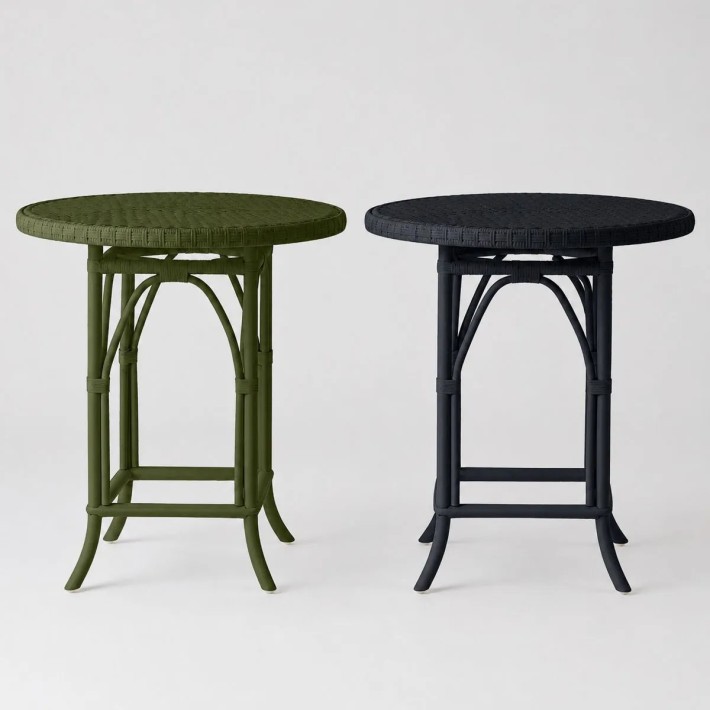 Primavera-coloured lacquered woven rattan table