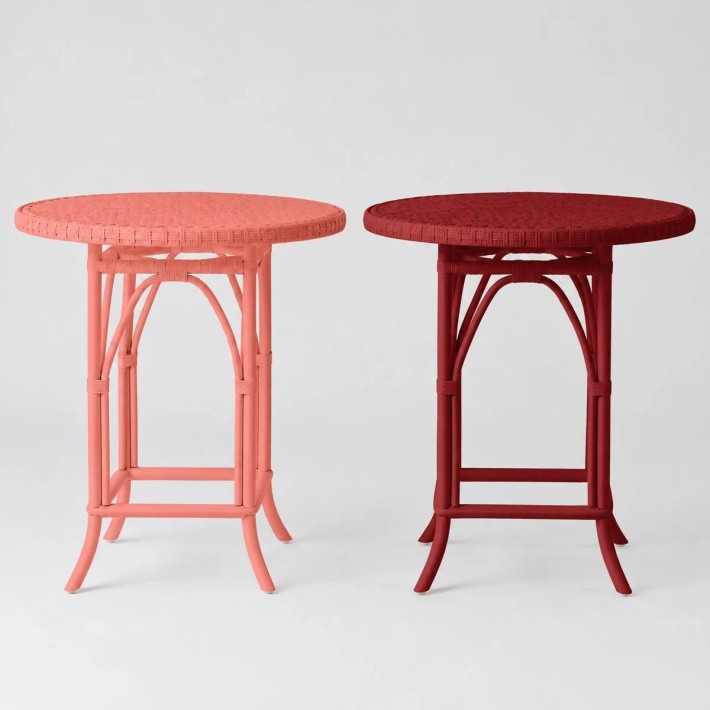 Primavera-coloured lacquered woven rattan table