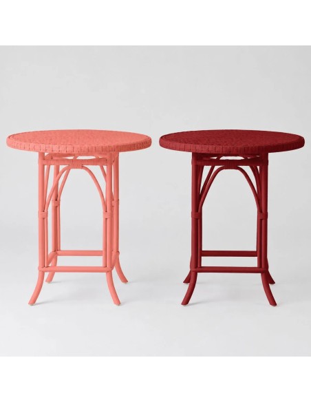 Primavera-coloured lacquered woven rattan table