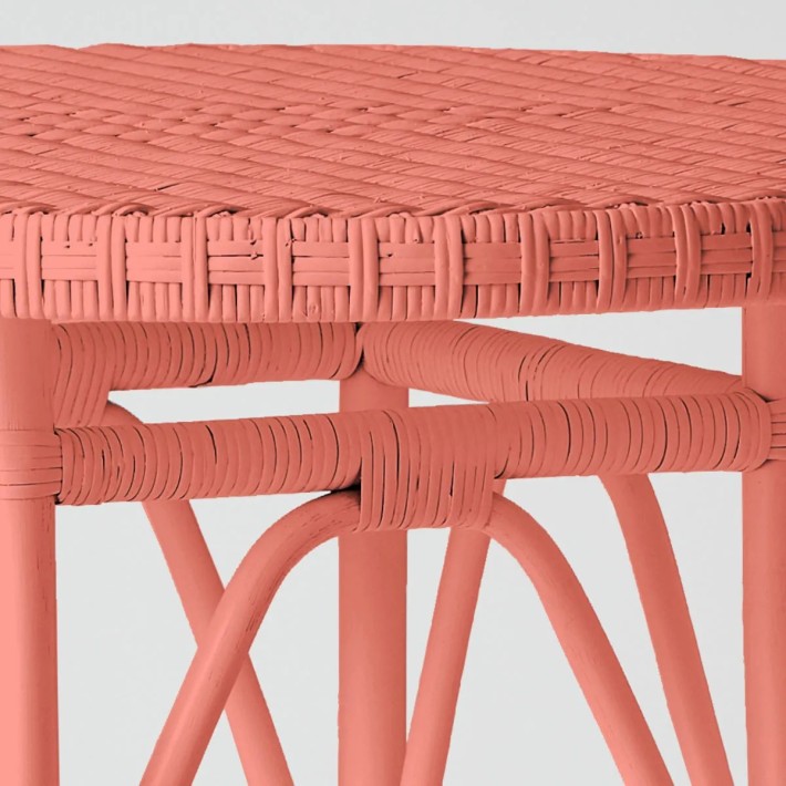 Primavera-coloured lacquered woven rattan table