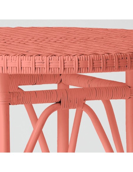 Primavera-coloured lacquered woven rattan table