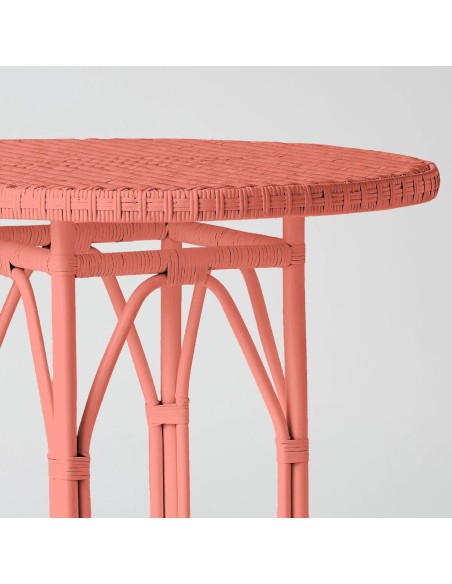 Primavera-coloured lacquered woven rattan table