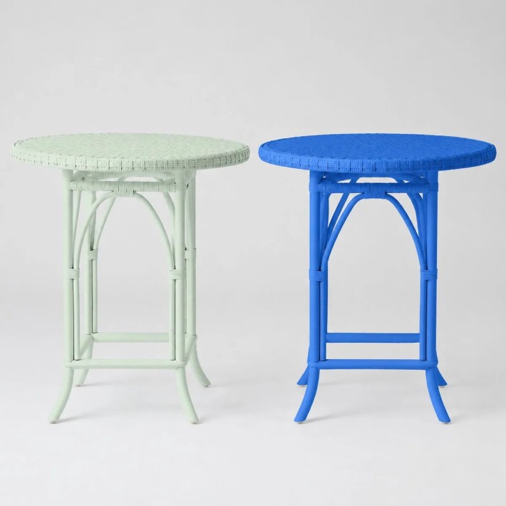 Primavera-coloured lacquered woven rattan table