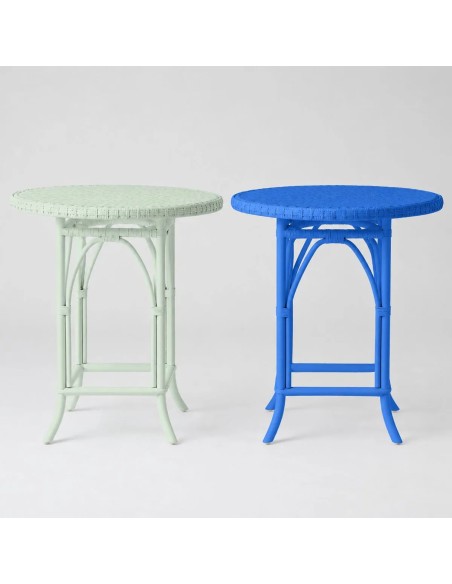 Primavera-coloured lacquered woven rattan table