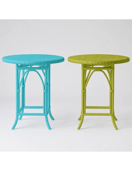 Primavera-coloured lacquered woven rattan table
