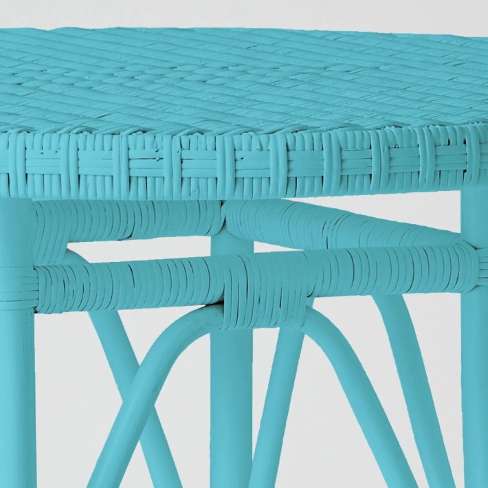 Primavera-coloured lacquered woven rattan table