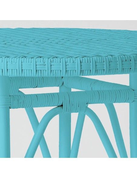 Primavera-coloured lacquered woven rattan table