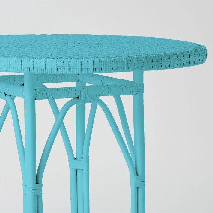 Primavera-coloured lacquered woven rattan table