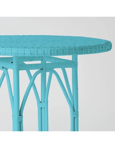 Primavera-coloured lacquered woven rattan table
