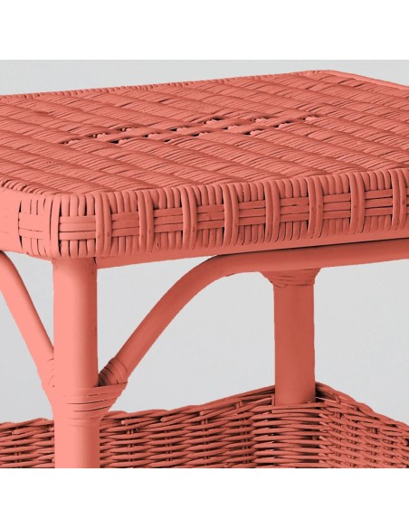 Square coffee table in Primavera-coloured lacquered rattan