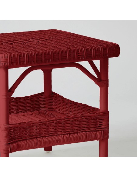 Square coffee table in Primavera-coloured lacquered rattan