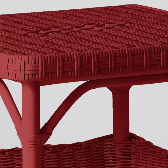 Square coffee table in Primavera-coloured lacquered rattan