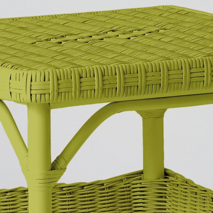 Square coffee table in Primavera-coloured lacquered rattan