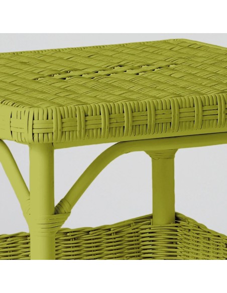 Square coffee table in Primavera-coloured lacquered rattan